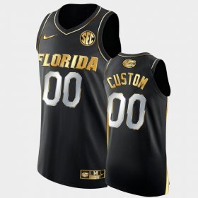 #00 Custom Golden Edition Florida Gators Authentic Mens Black Jersey 556107-520