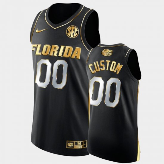 #00 Custom Golden Edition Florida Gators Authentic Mens Black Jersey 556107-520