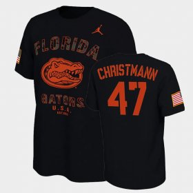 #47 Jace Christmann College Football Florida Veterans Day 2021 America Flag Men Black T-Shirt 425089-306
