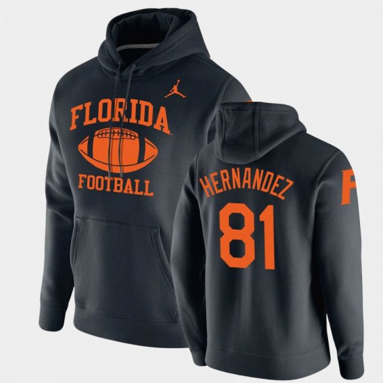 #81 Aaron Hernandez Retro Football UF Pullover Men\'s Black Hoodie 784373-706