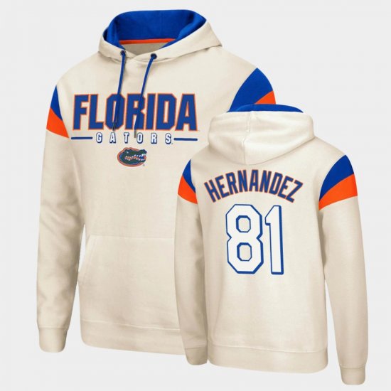 #81 Aaron Hernandez Fortress Florida Pullover Mens Cream Hoodie 994072-309