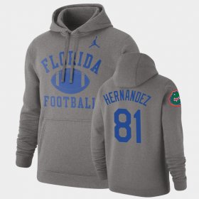 #81 Aaron Hernandez Retro Football Florida Pullover Mens Gray Hoodie 486756-445