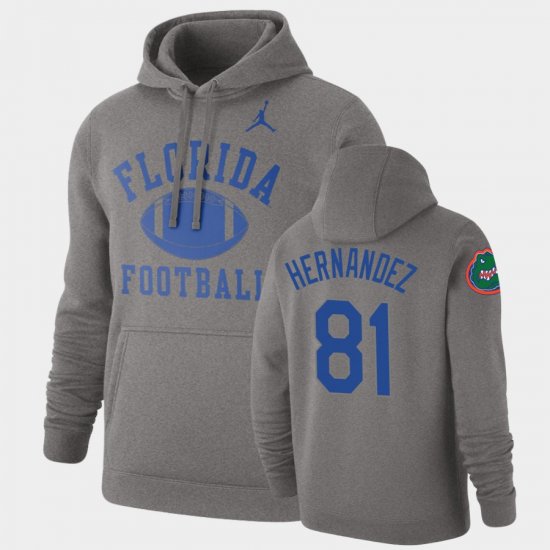#81 Aaron Hernandez Retro Football Florida Pullover Mens Gray Hoodie 486756-445