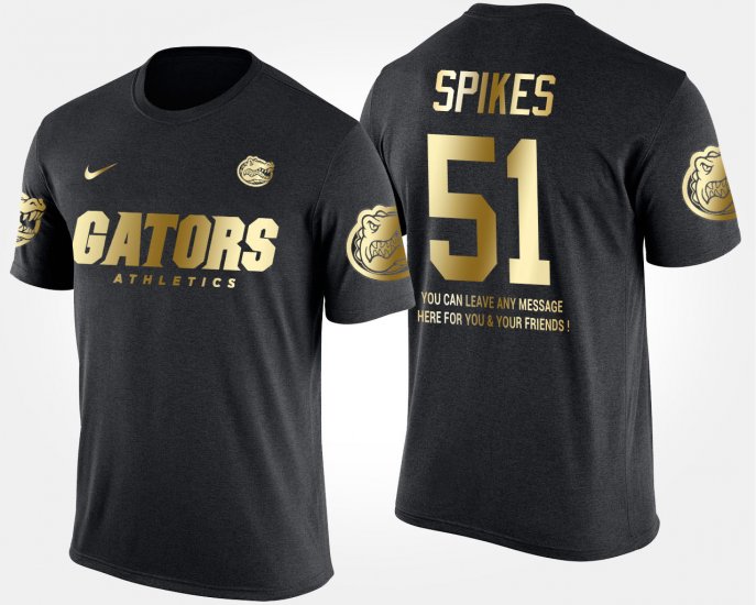 #51 Brandon Spikes Gold Limited Florida Short Sleeve With Message Mens Black T-Shirt 576771-623