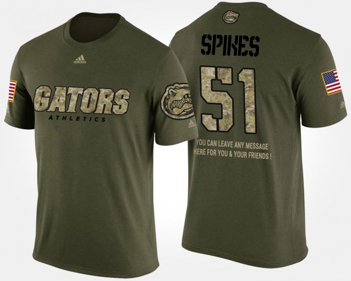 #51 Brandon Spikes Military Florida Short Sleeve With Message Men\'s Camo T-Shirt 333691-451