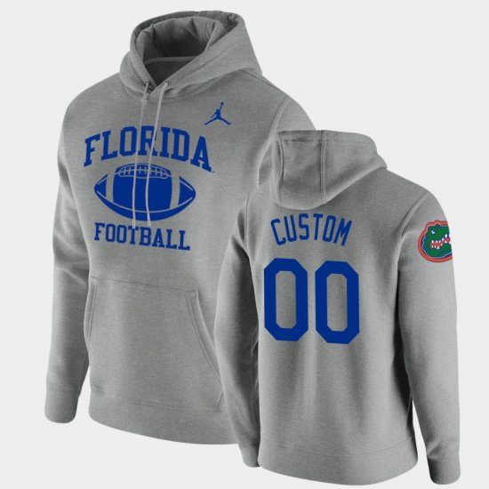 #00 Custom Retro Football Florida Gators Pullover Men Heathered Gray Hoodie 533262-677