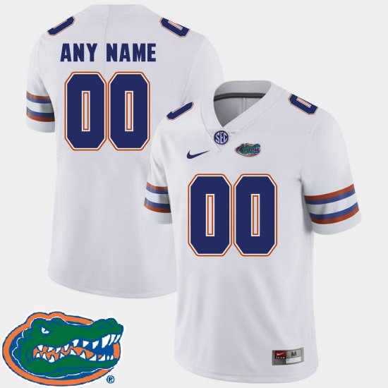 #00 Custom College Football Florida Gators 2018 SEC Men\'s White Jersey 626384-349