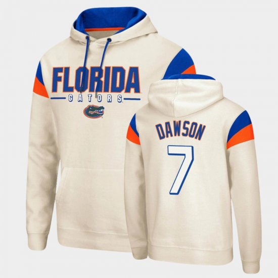 #7 Duke Dawson Fortress Florida Gators Pullover Men\'s Cream Hoodie 626139-413