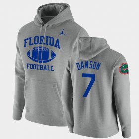 #7 Duke Dawson Retro Football Florida Pullover Mens Heathered Gray Hoodie 334008-706