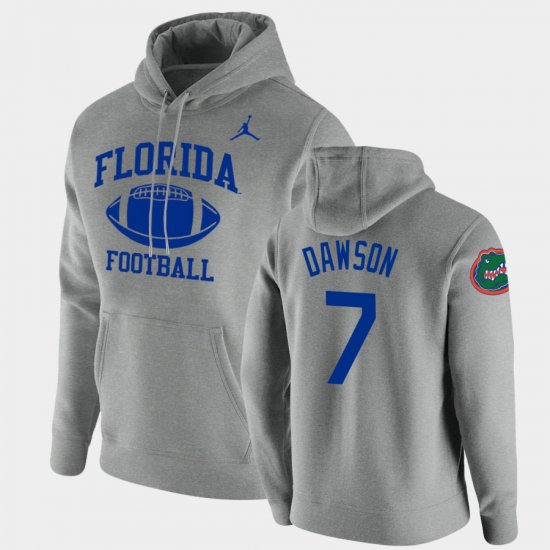#7 Duke Dawson Retro Football Florida Pullover Mens Heathered Gray Hoodie 334008-706