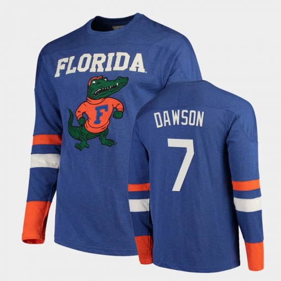 #7 Duke Dawson Old School Florida Gators Football Long Sleeve Mens Royal T-Shirt 437223-663