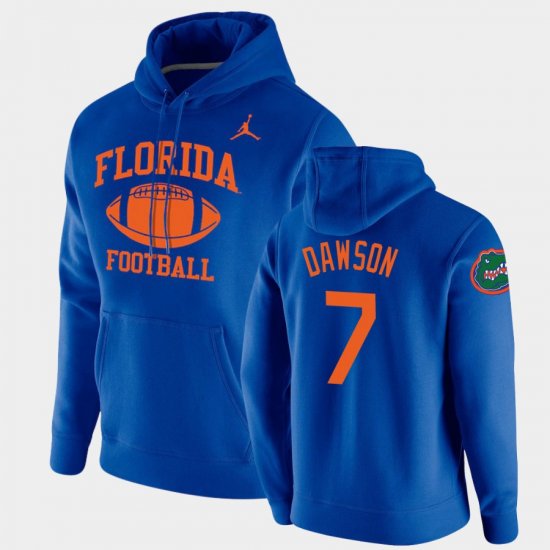 #7 Duke Dawson Retro Football Florida Pullover Men\'s Royal Hoodie 279513-581