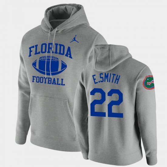 #22 Emmitt Smith Retro Football Florida Gators Pullover Mens Heathered Gray Hoodie 330484-811