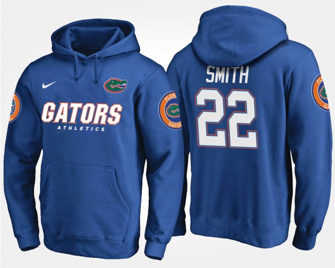 #22 Emmitt Smith Name and Number Florida Mens Blue Hoodie 509750-512