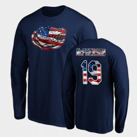 #19 Evan McPherson Banner Wave Florida Long Sleeve Mens Navy T-Shirt 815177-816