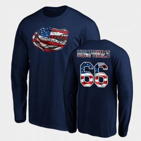 #66 Jaelin Humphries Banner Wave Florida Long Sleeve Mens Navy T-Shirt 860045-341
