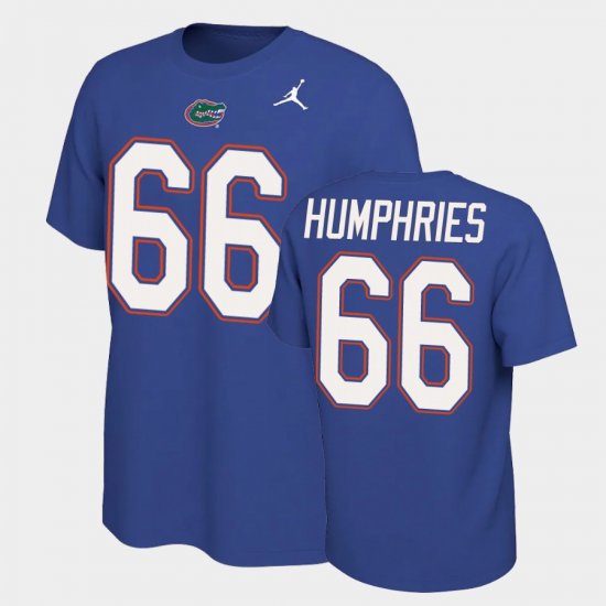 #66 Jaelin Humphries Name and Number Florida Gators Name & Number Retro Men Royal T-Shirt 941528-312
