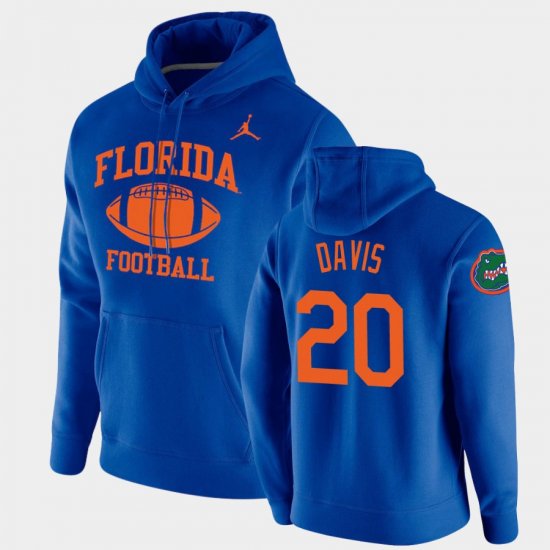 #20 Malik Davis Retro Football UF Pullover Men Royal Hoodie 375702-400