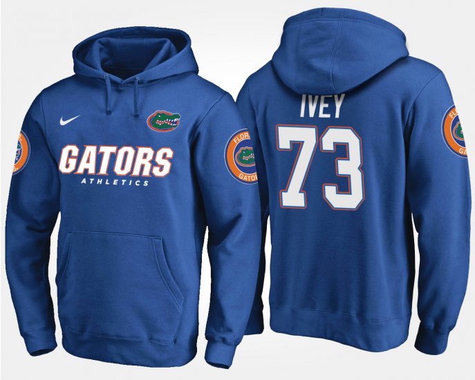 #73 Martez Ivey Name and Number Florida Men Blue Hoodie 700567-336