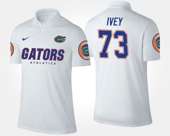 #73 Martez Ivey Name and Number University of Florida Mens White Polo 228748-798