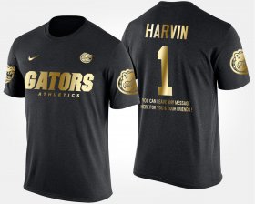 #1 Percy Harvin Gold Limited Florida Short Sleeve With Message Mens Black T-Shirt 187976-805