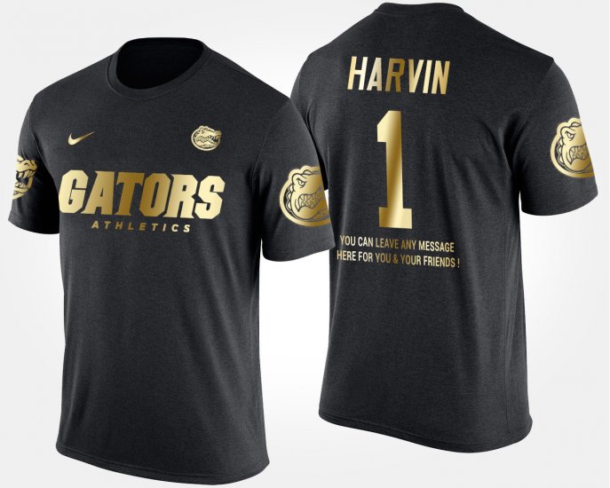 #1 Percy Harvin Gold Limited Florida Short Sleeve With Message Mens Black T-Shirt 187976-805