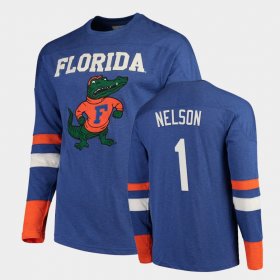 #1 Reggie Nelson Old School Florida Football Long Sleeve Men Royal T-Shirt 602337-342
