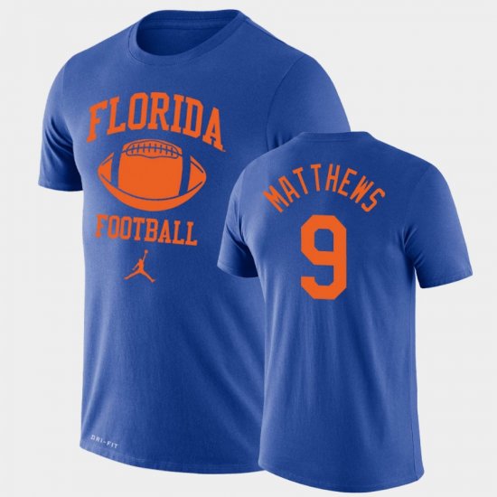 #9 Luke Matthews Retro Football Florida Lockup Legend Performance Men\'s Royal T-Shirt 328200-594