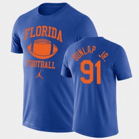 #91 Marlon Dunlap Jr. Retro Football UF Lockup Legend Performance Men Royal T-Shirt 678352-573