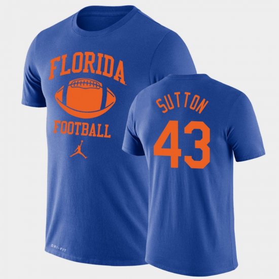 #43 Nicolas Sutton Retro Football University of Florida Lockup Legend Performance Men\'s Royal T-Shirt 880951-439