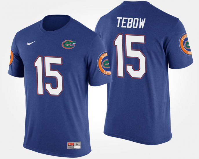#15 Tim Tebow Name and Number UF Men Blue T-Shirt 316729-161