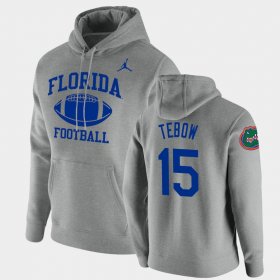 #15 Tim Tebow Retro Football Florida Gators Pullover Mens Heathered Gray Hoodie 643299-546