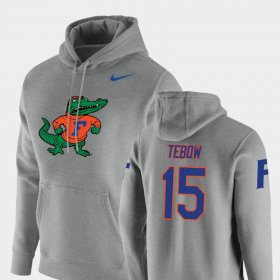 #15 Tim Tebow Vault Logo Club University of Florida Pullover Mens Heathered Gray Hoodie 825976-321