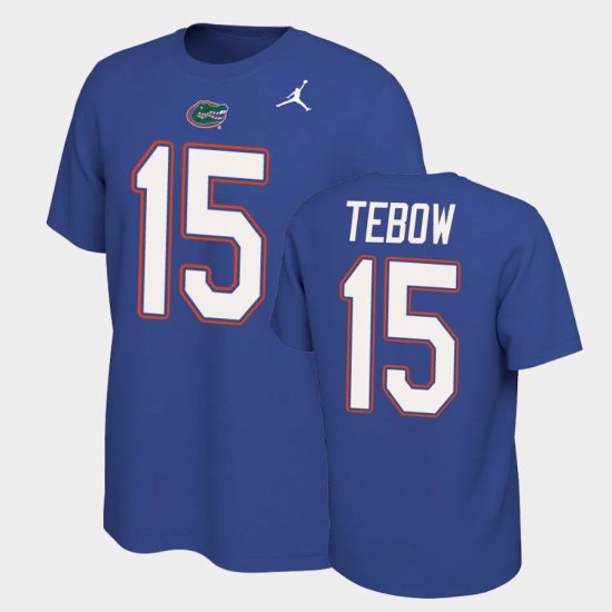 #15 Tim Tebow Name and Number Florida Name & Number Retro Mens Royal T-Shirt 342895-223