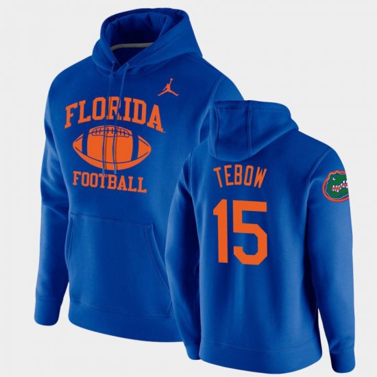 #15 Tim Tebow Retro Football Florida Pullover Mens Royal Hoodie 902680-374