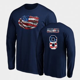 #8 Trevon Grimes Banner Wave UF Long Sleeve Men's Navy T-Shirt 153145-579
