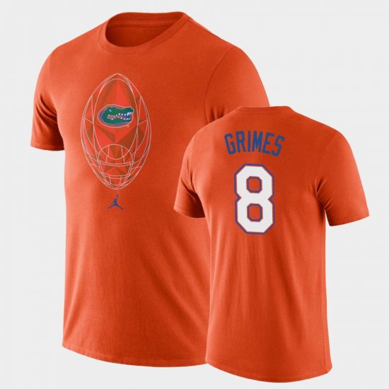 #8 Trevon Grimes Football Icon University of Florida Legend Mens Orange T-Shirt 700486-669