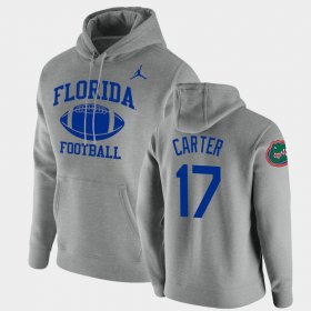 #17 Zachary Carter Retro Football Florida Pullover Mens Heathered Gray Hoodie 700473-884